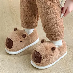 Cute Capybara Thermal Home Slippers — Plush Comfort and Casual Style for Autumn and Winter, Perfect as New Year and Christmas Gifts; Captivating Design, Girls’ Footwear