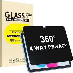 360° 4 Way Privacy Screen Protector for iPad A16 11th/ 10th Generation (11/10.9 Inch 2025/2022), 360 Degree Anti-Spy Tempered Glass Film, Case Friendly, Apple Pencil Support
