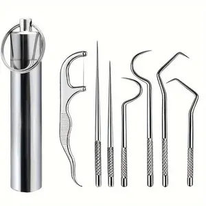 Stainless Steel Toothpick Set, 1 Box Portable Reusable Metal Toothpicks for Outdoor Picnic Camping Traveling, Home Organizer, Oral Care Tools