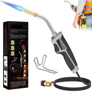 Propane Torch Kit Trigger Start 5' Long Hose Mapp Gas Torch with Included Holster Adjustable Flame Torch Kit,Soldering Torch for Welding Soldering Brazing