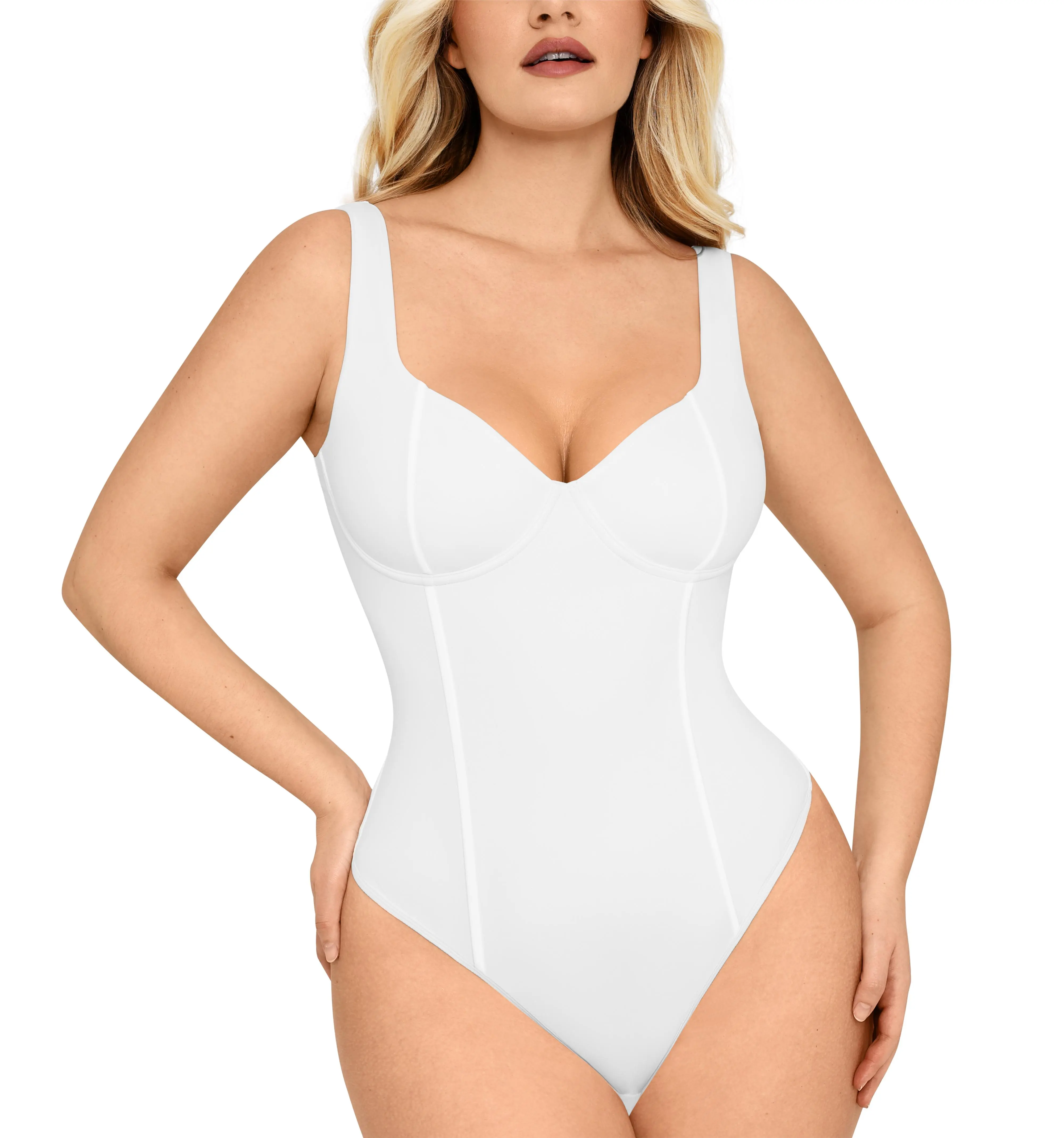 FeelinGirl Full Body Wide V-Neck Bodysuit Slim-fitting Womenswear  Sexy Comfortable