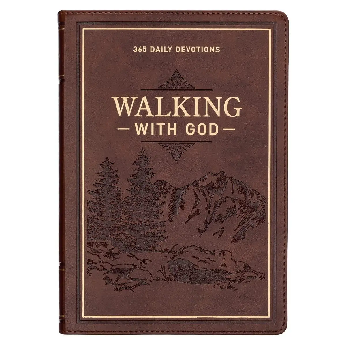 Walking with God 365 Daily Devotions, Large Print Brown Faux Leather
