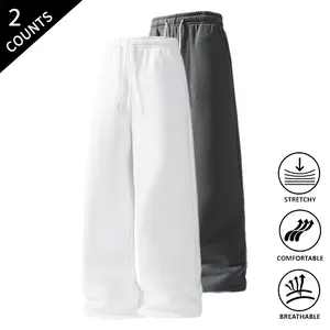2-Pack Men’s Casual Sweatpants, Elastic Waist Drawstring Pants for Everyday Wear
