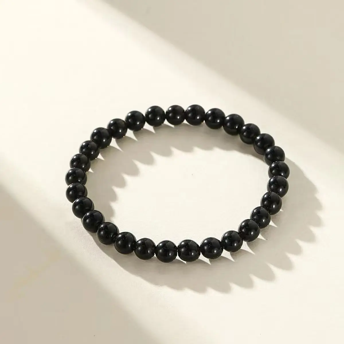 Shungite Beaded Bracelet, 6mm Handmade Natural Gemstones, Elastic Stretch Energy Jewelry for EMF Protection and Healing, Beaded Bracelets, Energy Bracelet