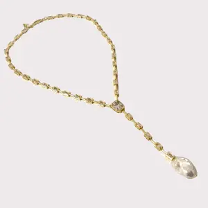 Mannaz Diva Gold and Zirconia Necklace