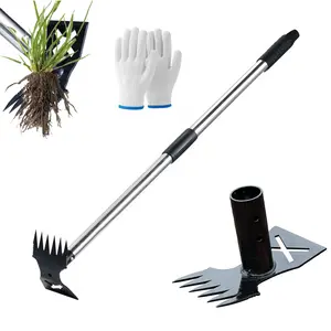 Weed Puller Tool with Long Handle, Manual Weed Remover Tool, 2 in 1 Weed Rake&Grabber and Garden Hoe, Dandelion Gardenia Heavy Duty Uprooting Tool for Yard, Lawn and Garden, 31.5Inch