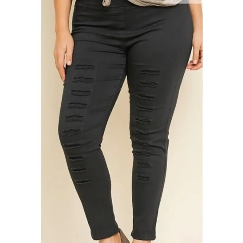 Umgee Plus Distressed Leggings XL - Black