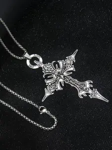 1 piece Gothic Crucifixion Skull Cross Pendant Necklace Catholic Prayer Jewelry for Men and Women Punk Trendy Jewelry Cross Necklaces