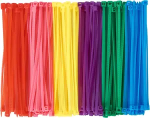 600Pcs (100 per Color) Small Colored Zip Ties 4 Inch Multi-Color Zip Wire Tie for Deco Mesh Wreath Supplies, Colorful Plastic Ties Yellow, Blue, Red, Green, Pink, Purple Zip Ties GZXUNFA