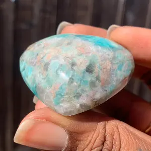 Natural Amazonite/Smoky Quartz Crystal Hearts