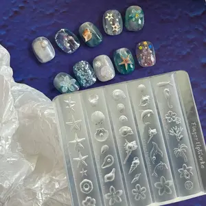 Ocean Theme Nail Art Mold, Dolphin Shell Starfish Coconut Tree Summer Nail Decor, 3D Floral Design, Essential Tool for Nail Artists, Nail Art Supplies, Nail Art Products