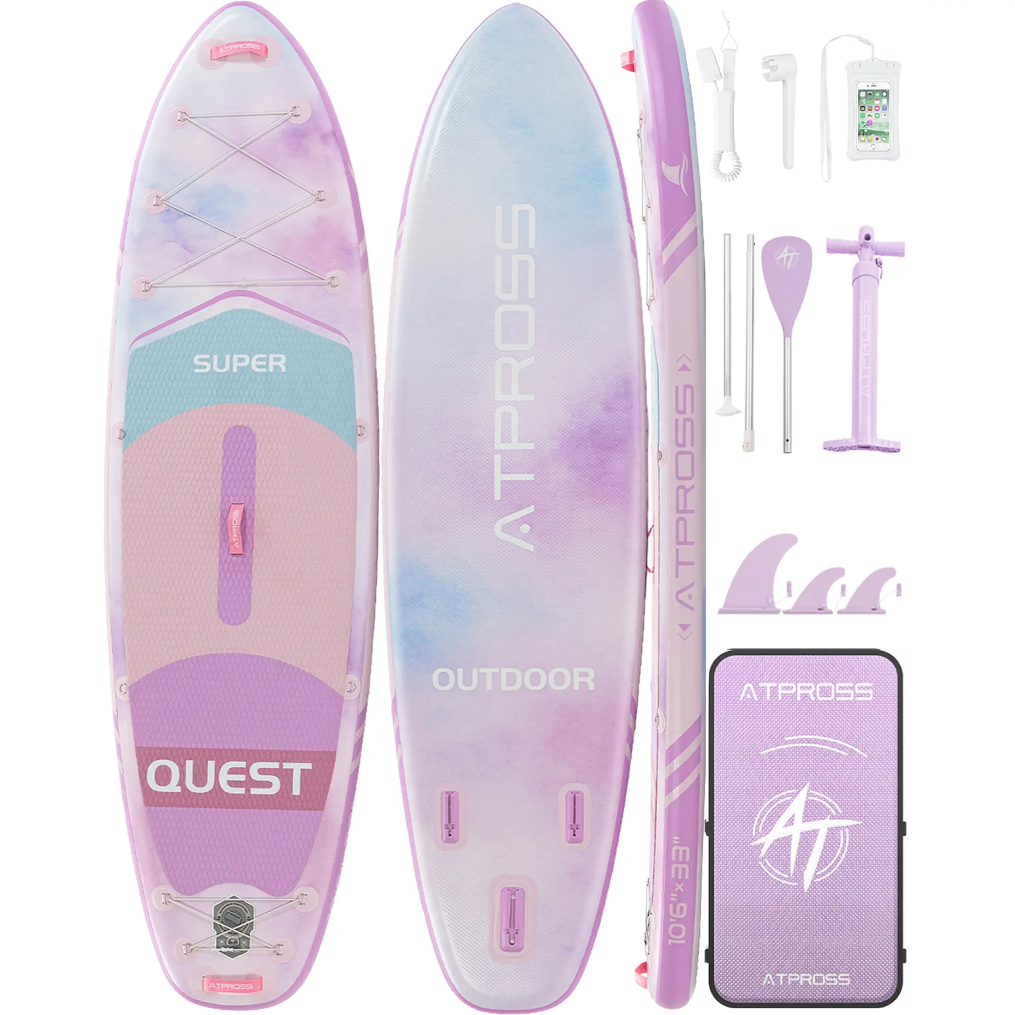 Inflatable Paddleboard for Adults, 10'6" x 33" Extra Wide Stable SUP with Anti-Slip EVA Deck, 400 lbs Capacity, for Yoga & Fishing, Includes Complete Accessories & Backpack, Inflatable Paddle Board, Bag, Pump, Outdoor Stuff For Adults, Portable, Traveling