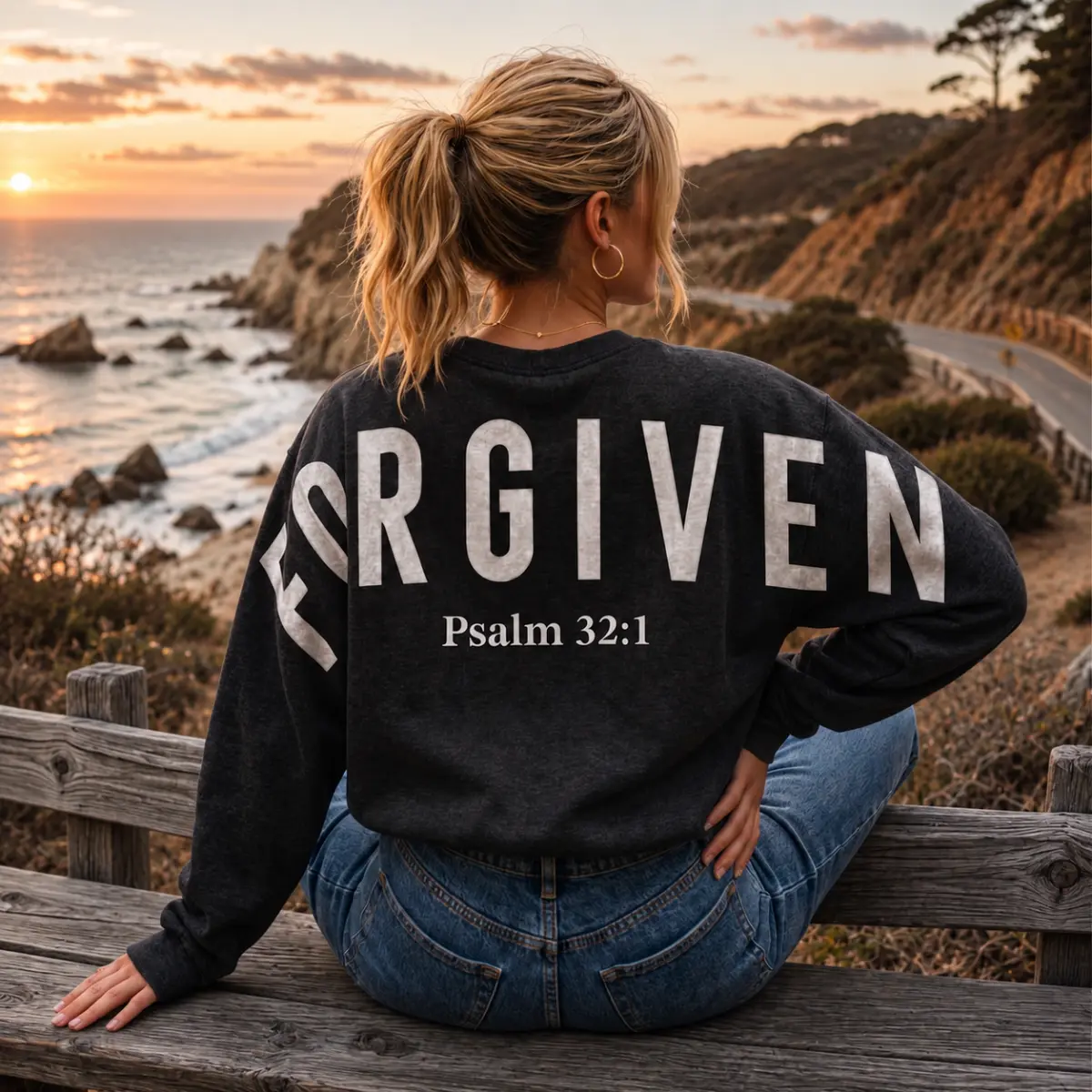 Forgiven Psalm 32:1 Sweatshirt&Hoodie - Christian Faith Crewneck, Bible Verse Sweatshirt, Jesus Streetwear, Religious Christian Sweatshirt, Faith Inspired Gift, 100% Cotton Sweatshirt