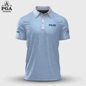 Golf 2026 PGA Hales Stripe Cottage Blue Pattern AOP Polo Shirt - Stylish and Comfortable Golf Attire for Men
