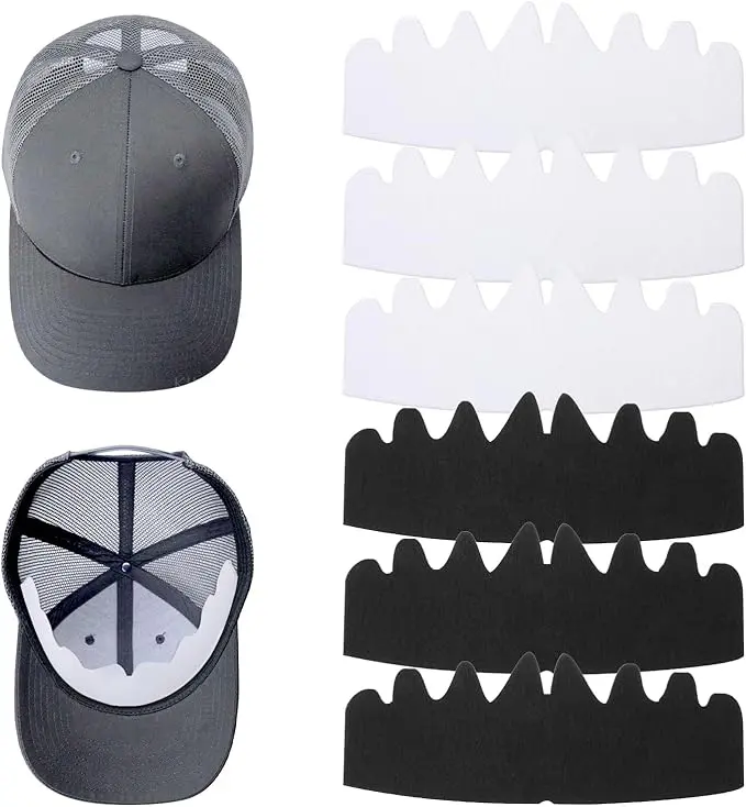 Unisex Adults' Baseball Cap Inserts - 6 Pieces Flexible Felt Shapers, Extendable Size Adjuster Liners, Machine Washable Reusable Water Absorbent All-Season Customizable Fitters