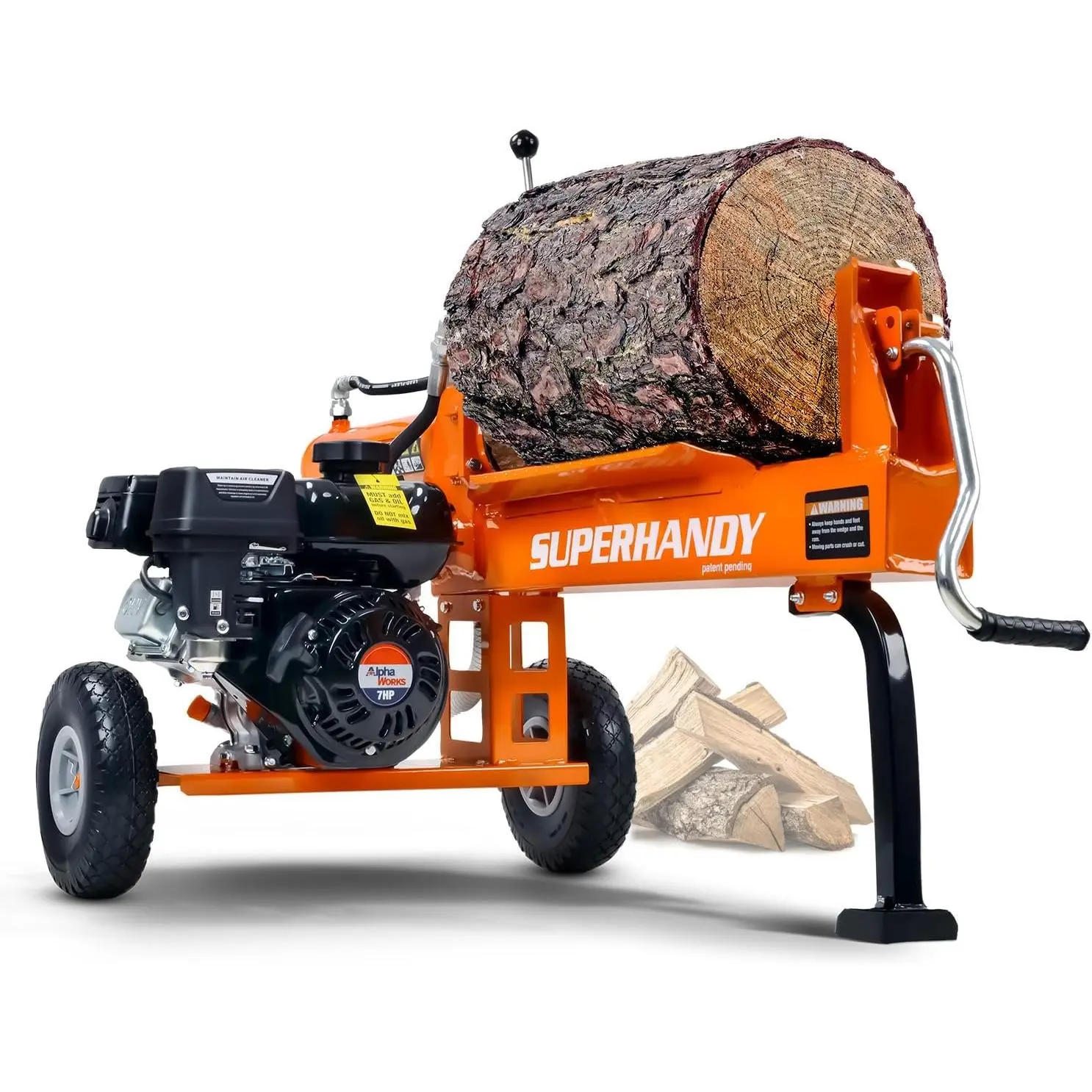 SuperHandy Log Splitter, 20 Ton, Gas Powered 7 HP Engine, Automatic Wood Splitting Wedge Machine, Commercial Quality for Fireplace Burning firewood Supply