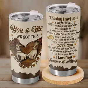Anniversary Gift for Husband Wife 20oz Tumbler, The Day I Met You Poem, Romantic Pinky Promise Design, Stainless Steel Travel Mug, Soulmate Love Quote Cup, Vacuum Insulated