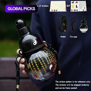 32oz 1000ML Gourd Shape Leakproof Water Bottle with 3D Stickers, Outdoor Sports Water Jug with Cup Lid and Portable Carry Strap, Sports Drinking Bottle, Travel Water Bottle, Hydration Bottle, Stylish Bottle #GLOBAL PICKS