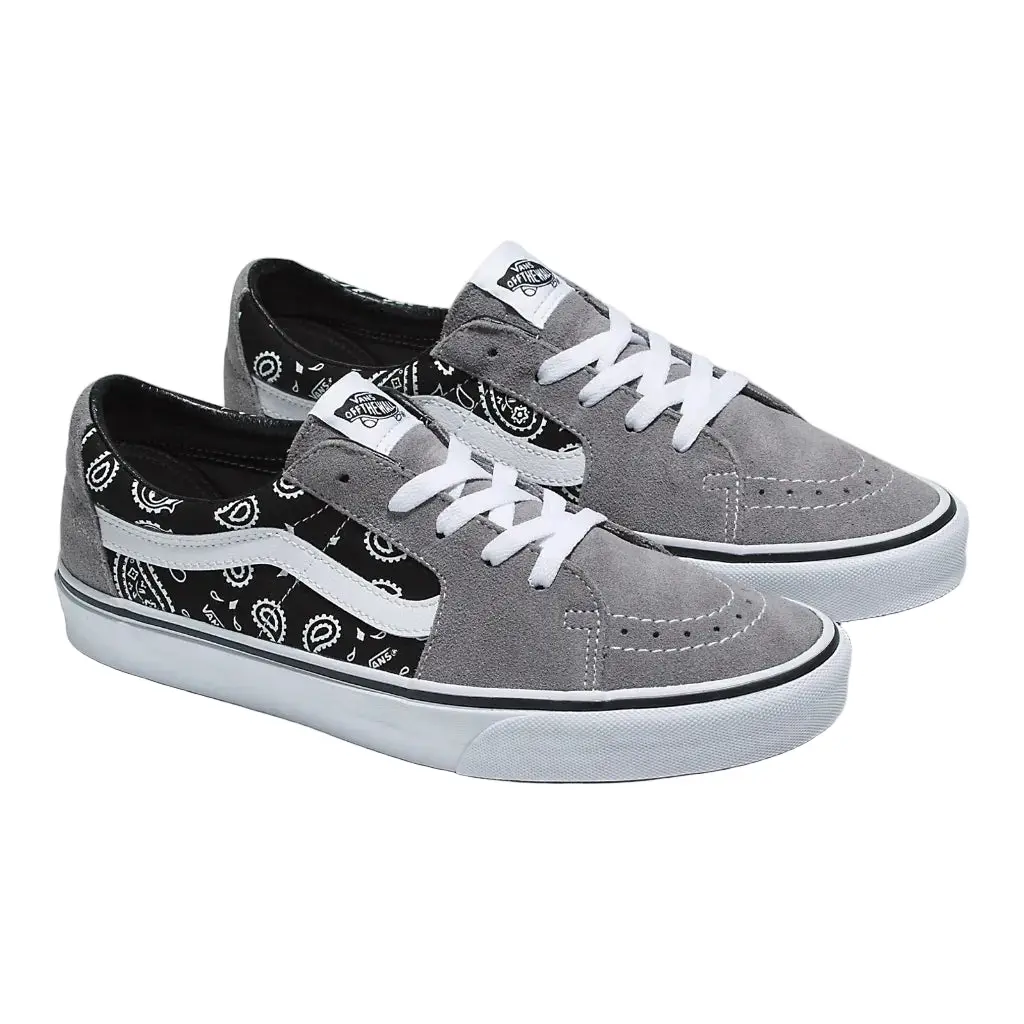VANS Men's Sk8 Low Casual Trainers - Paisley Grey-True White Colorway