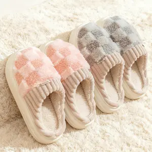 Cotton Slippers for Women Anti-Slip Cashmere for Warmth Soft Indoor Home Monthly Slippers Cute Fluffy Design Cozy Footwear Flipflop