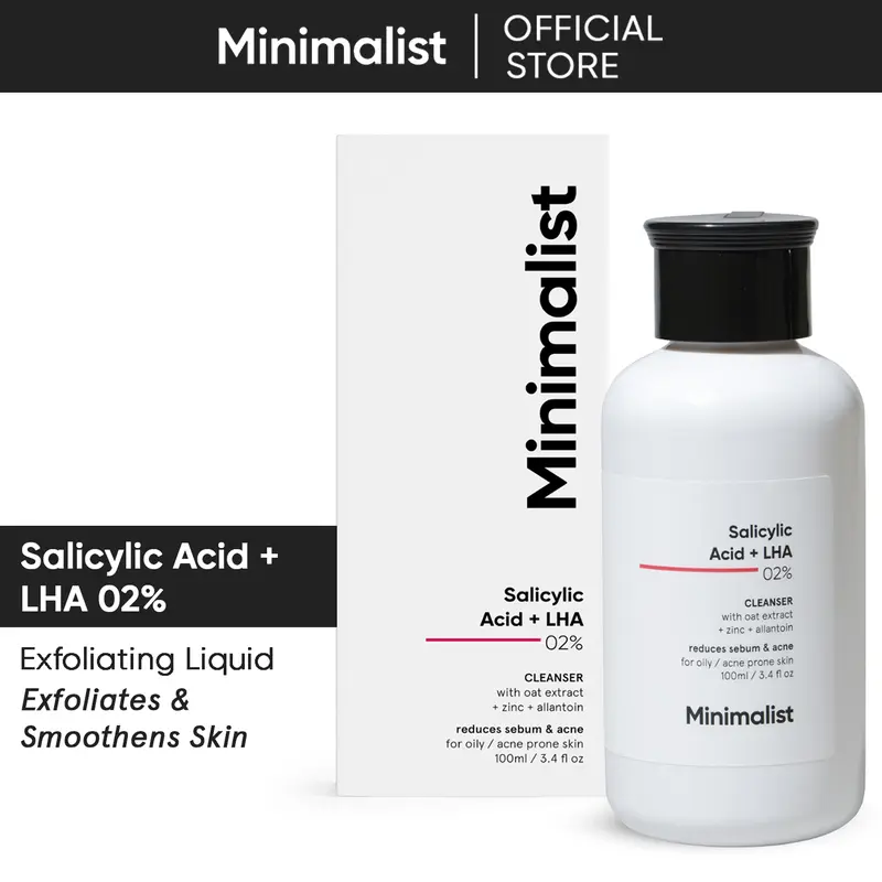 Minimalist 2% Salicylic Acid + LHA Acidic Facial Cleanser, Sulphate-Free Beauty Product for Acne-Prone Oily Skin, Oil Control Cleansing Wash for Women & Men, Leaves Skin Smoother, Reduces Acne Over Weeks