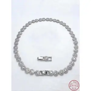 Tennis Chain Necklace, Sparkling Rhinestones Chains, Stylish Choker, Elegant Rhinestone Necklace, Fashion Jewelry for Party, Daily Clothing Decor, Trendy All-match & Exquisite Jewelry for Birthday Gift