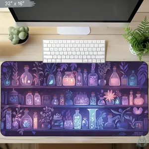 Apothecary Shelf Desk Mat, Dark Academia Gothic Cottagecore Mouse Pad, Keyboard Mat, Intricate Cozy Gamers Desk Mat For Office, Gift For Gamer