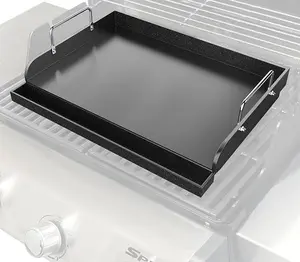 Elf Grill 17" x 13" Nano-Ceramic Nonstick Griddle for Gas & Charcoal Grills – Universal Flat Top Griddle with Grease Groove/Reinforced Ridges/High Sidewalls, Perfect for Healthy Cooking,Parties & Camping