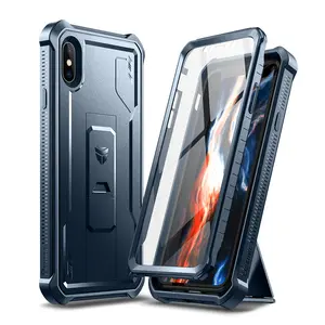 Dexnor for iPhone X/iPhone Xs Case, [Built in Screen Protector and Kickstand] Heavy Duty Military Grade Protection Shockproof Protective Cover for iPhone X/iPhone Xs