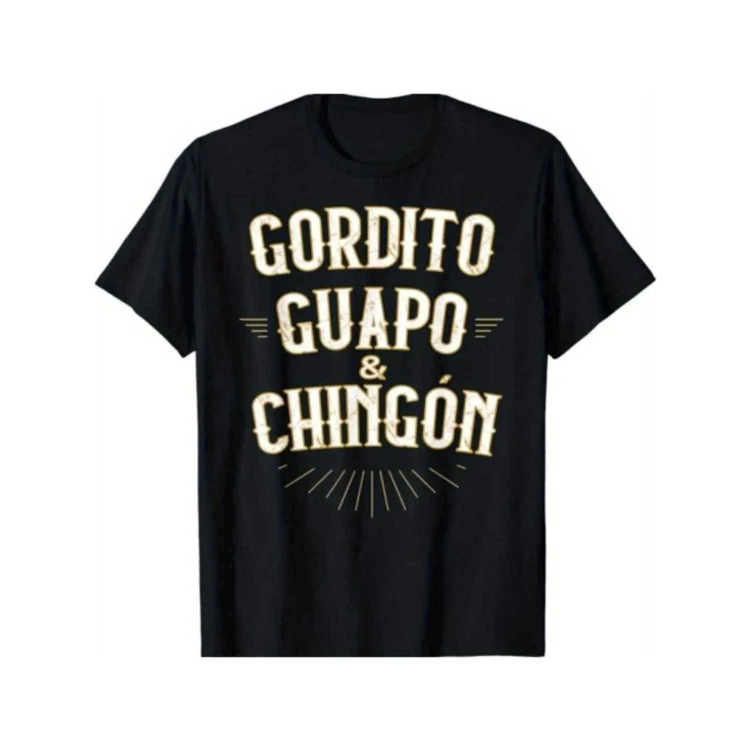 Unisex Loose-Fit Graphic T-Shirt in Heavyweight Pure Cotton, 'Chubby Handsome Awesome' Short-Sleeve Top with Dropped Shoulders, Shortsleeve, Graphic Print, All Seasons, Basic
