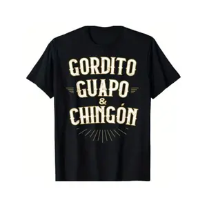 Unisex Heavyweight Cotton T-Shirt with "Chubby Handsome Awesome" Print, Casual Short Sleeve Graphic Top, Soft & Breathable for All Seasons