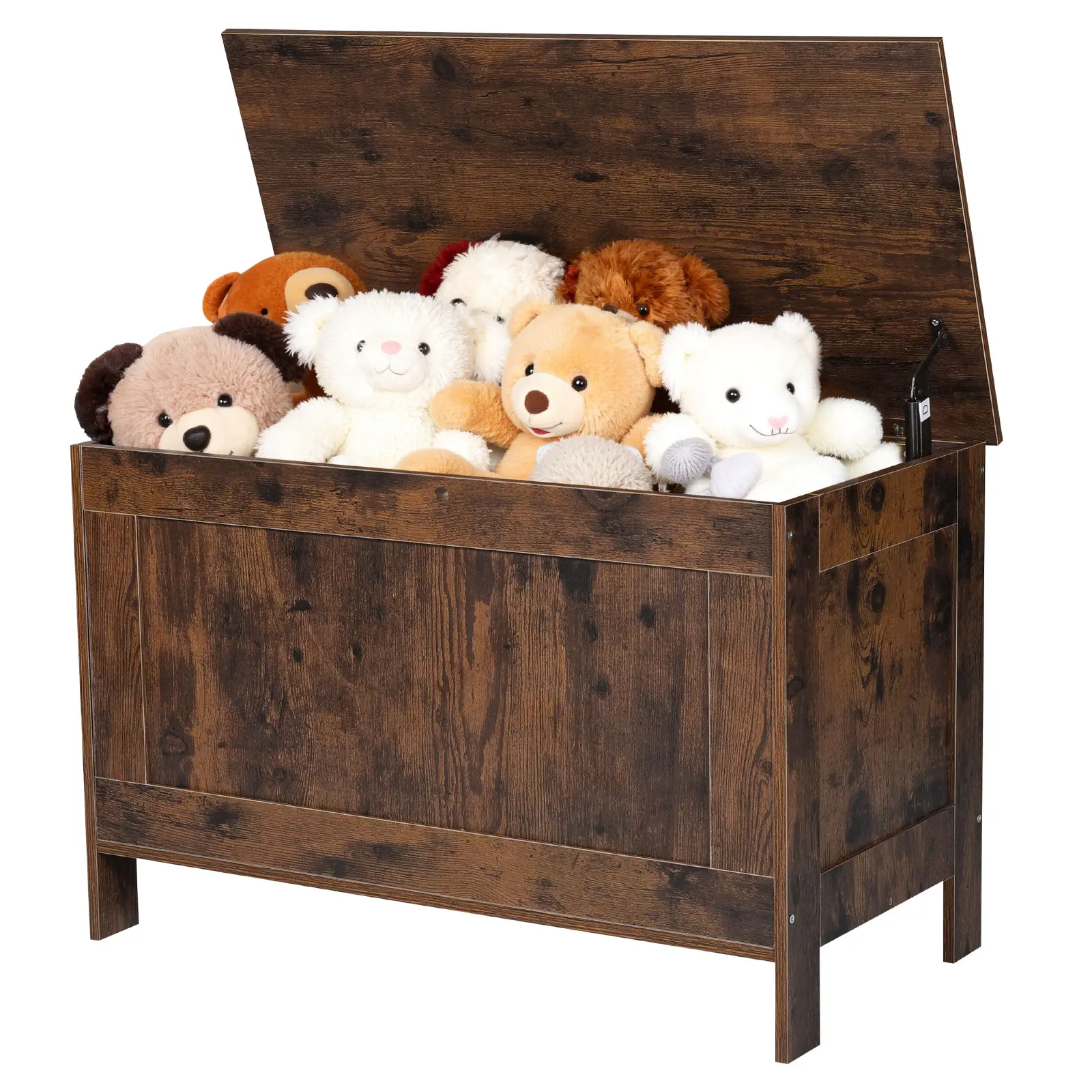 VEVOR Kids Storage Bench, Wooden Toy Box Chest, Large Storage Cabinet with Safety Hinge, Toddlers Retro Storage Bench for Playroom, Living Room or Entryway, 29.7 x 15.3 x 18.9 in, Easy Assembly, Brown