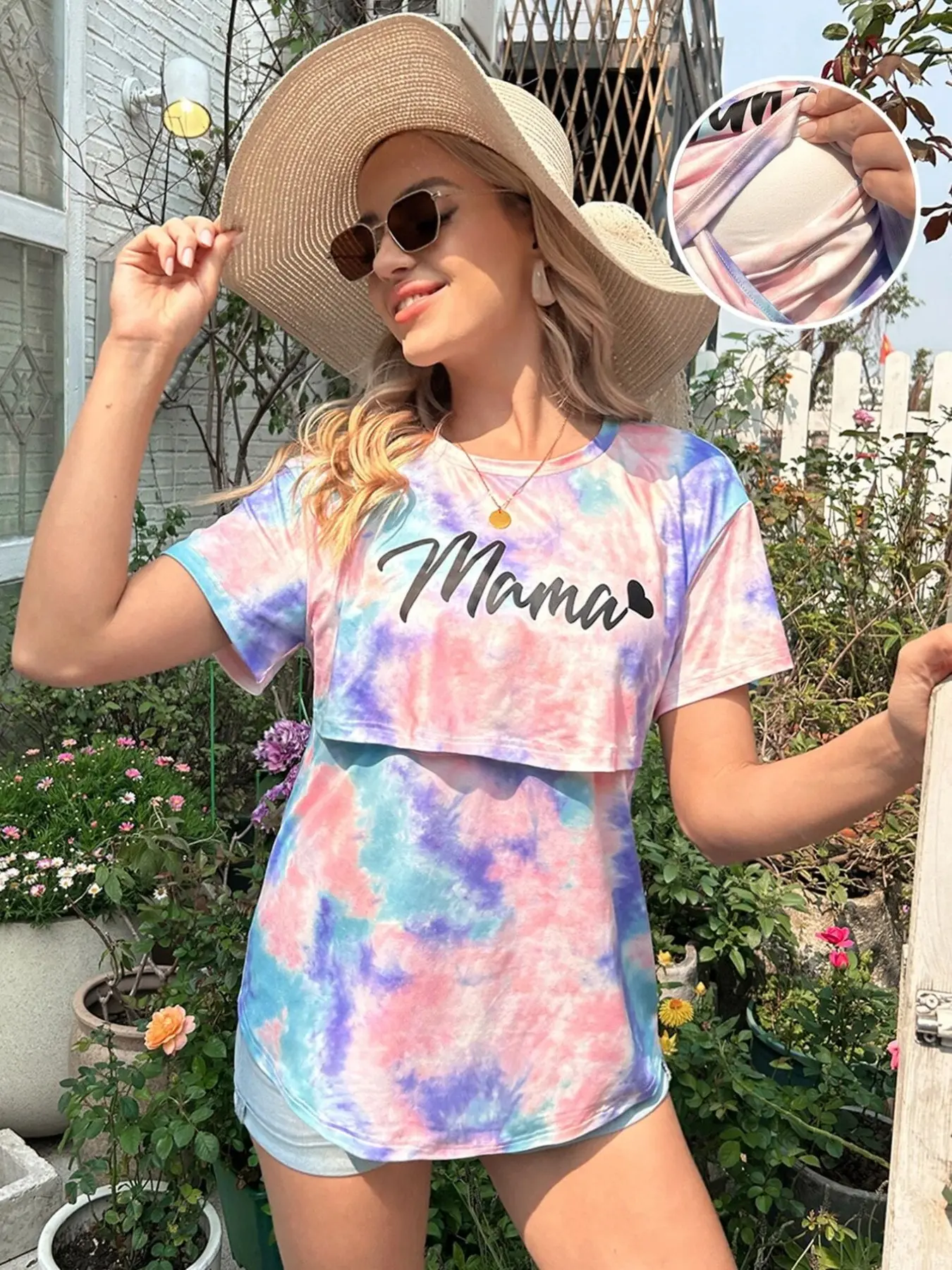 Maternity short-sleeved casual sports top for summer, breastfeeding-friendly maternity wear, Maternity Clothing, Maternity Apparel, Maternity Clothes Summer