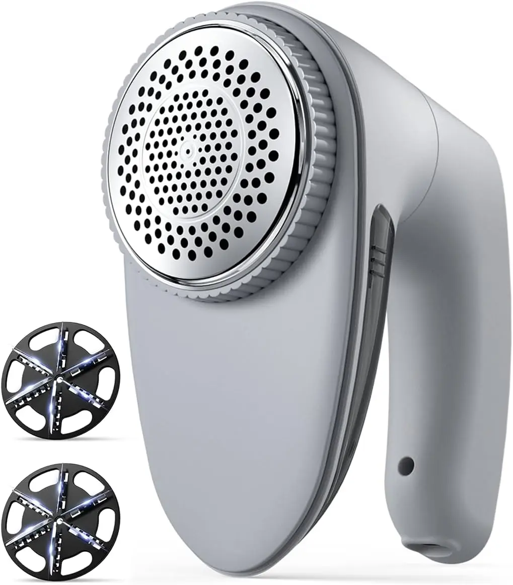 Fabric Shaver, Lint Shaver, Lint Remover Defuzzer Sweater Shaver for Clothes and Furniture(6-Leaf Blades,65mm Mesh,2 Blades Extra)