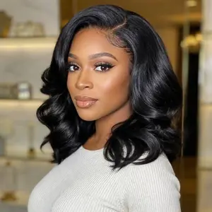 [New In] Asteria Hair 13×4 Lace Loose Body Bob Wig Natural Black Human Hair Short Bob Wig All Day Comfortable Fashion