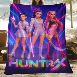 1pc classic kpop girl group devil hunter blanket, lunch break blanket, small throw blanket, Portable throw blanket, Lightweight throw blanket, soft and warm, suitable for all seasons, home decoration, suitable for sofa, office, bed, camping and travel