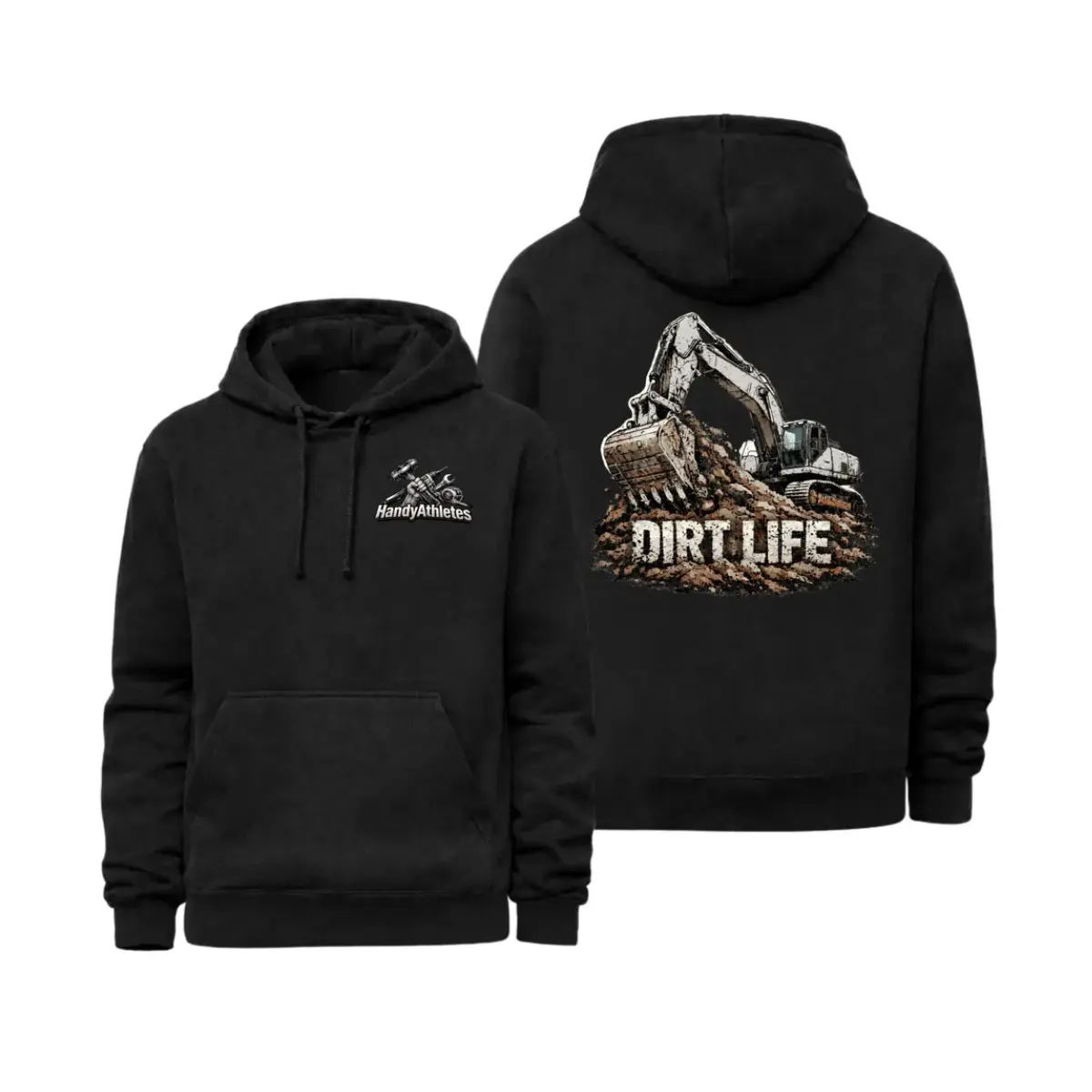 Dirt Life Excavator Hoodie, Heavy Equipment Operator Graphic Hoodie, Construction Worker Hoodie, Blue Collar Workwear Apparel, Gift for Excavator Operators, Dirt Work Lifestyle Hoodie