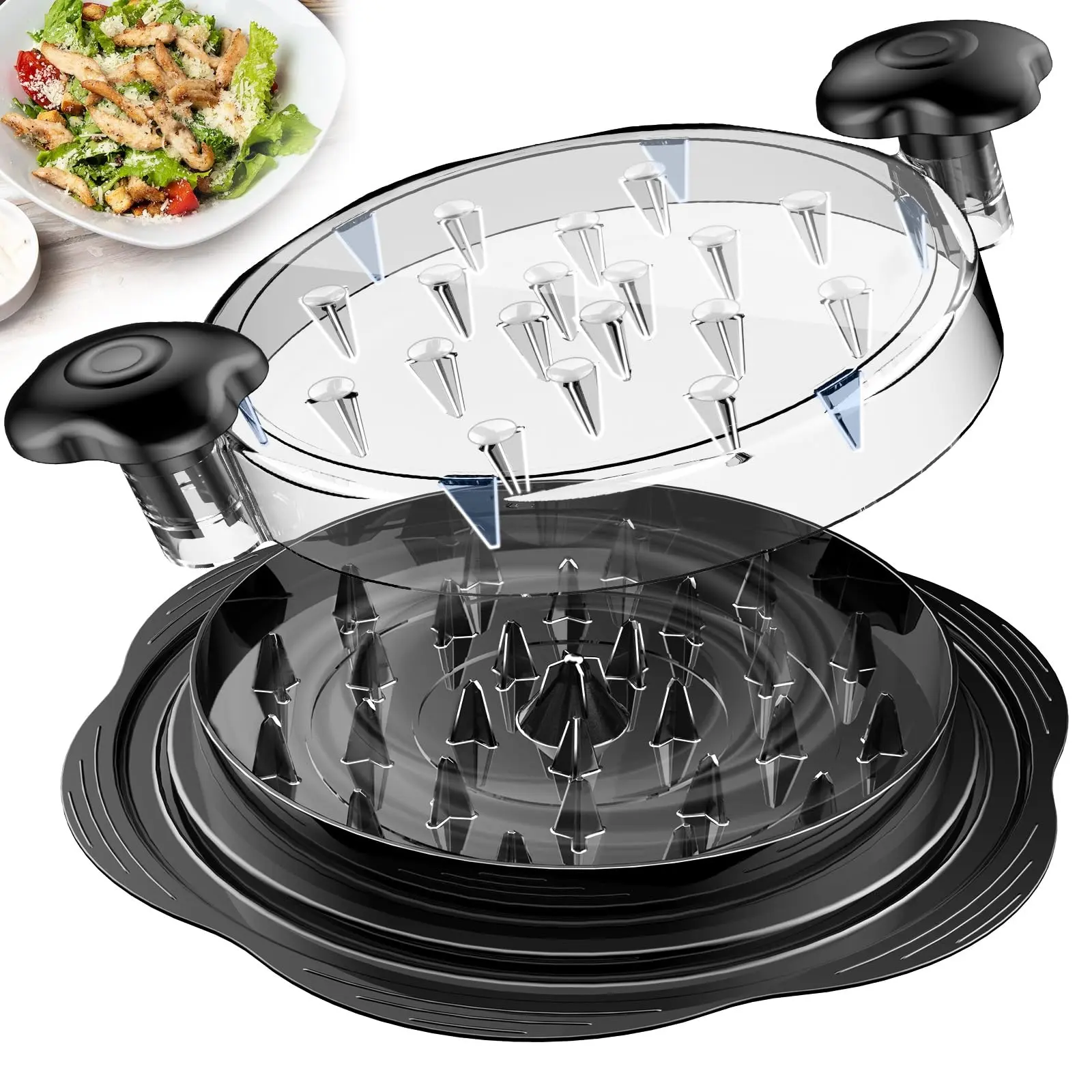 Chicken Shredder Kitchen Utensil - Durable Visible Twist Tool for Shredding Chicken Breast, Pork, Beef, with Anti-Slip Strips, Ergonomic Handle, Cleaning Brush, Prevents Slipping