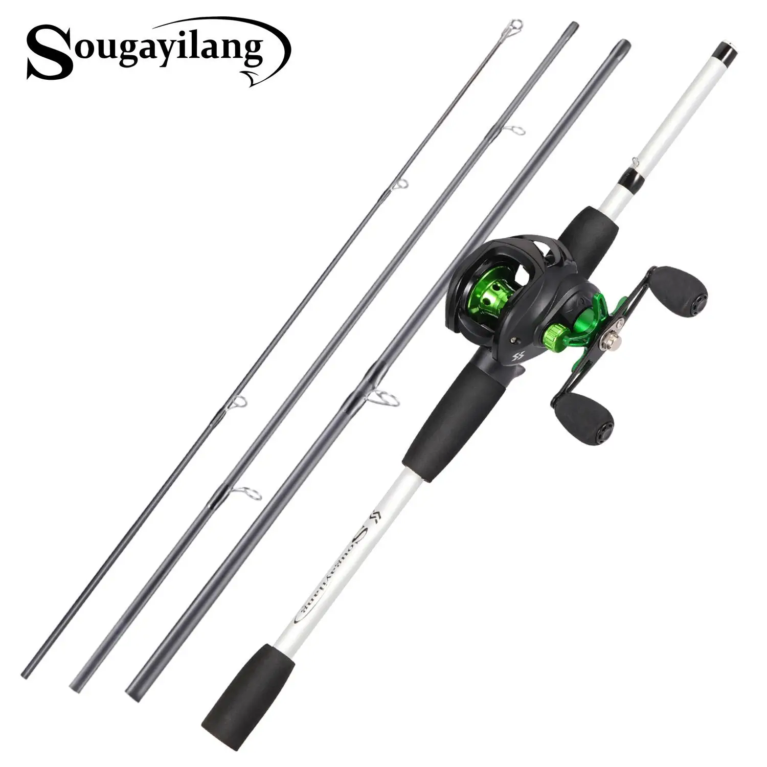Sougayilang Fishing Rod & Reel Combo, 1 Set 6.5FT 4-10LB Portable Travel Fishing Rod with Baitcasting Fishing Reel Set for Bass, Pike Freshwater Begin