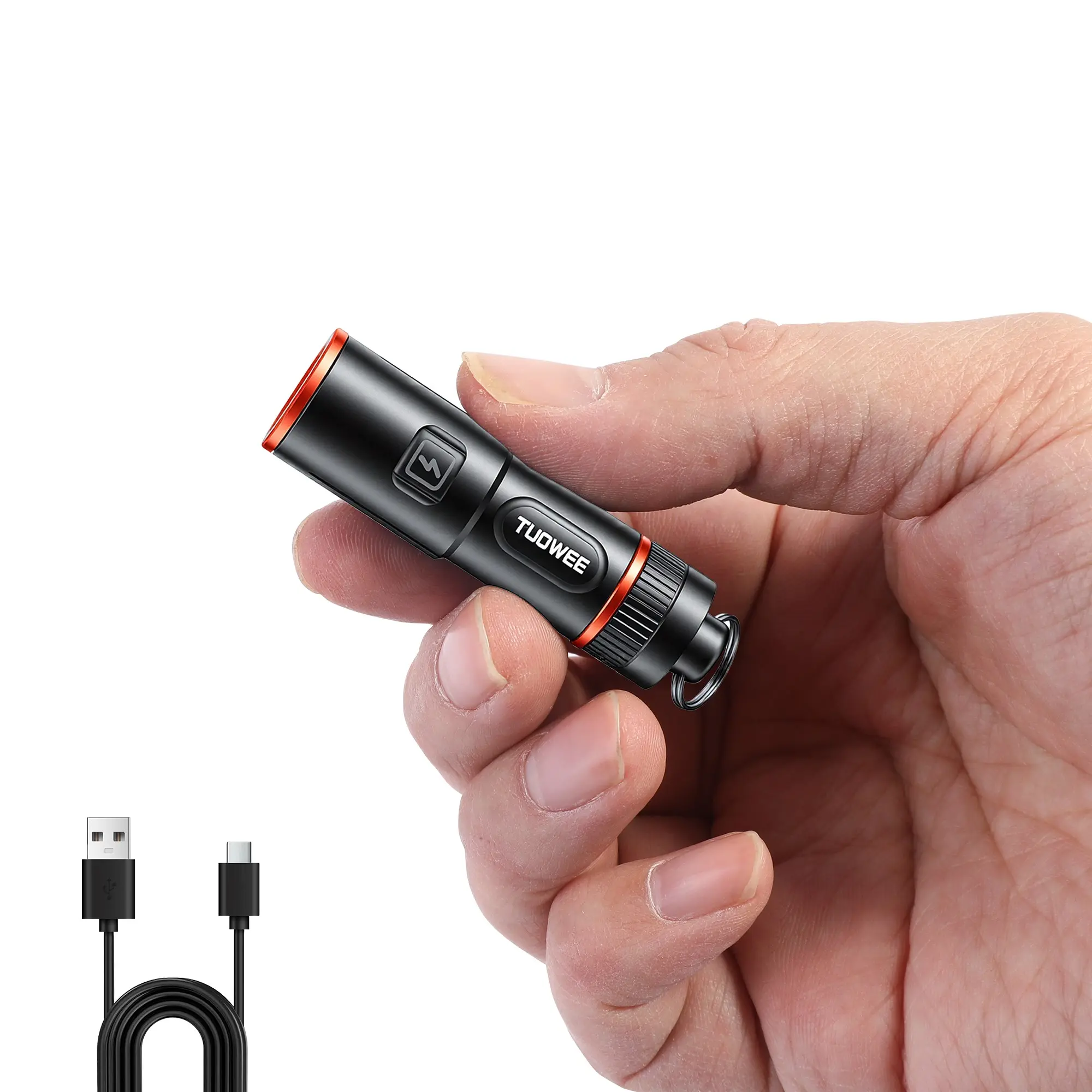 Mini Rechargeable Edc Keychain Flashlight, Ultra Small Pocket LED Torch, USB Rechargeable Flashlight, 6 Modes, Type-C Fast Charge, 14g Lightweight, Portable Flashlights, Outdoor Camping