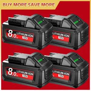 2/4-Pack 18V 8.0Ah M18 Battery Replacement for Milwaukee - High-Capacity Lithium-Ion with USB Charging, Compatible with 48-11-1850/1840/1852/1815 & More Cordless Power Tools Outdoorfun