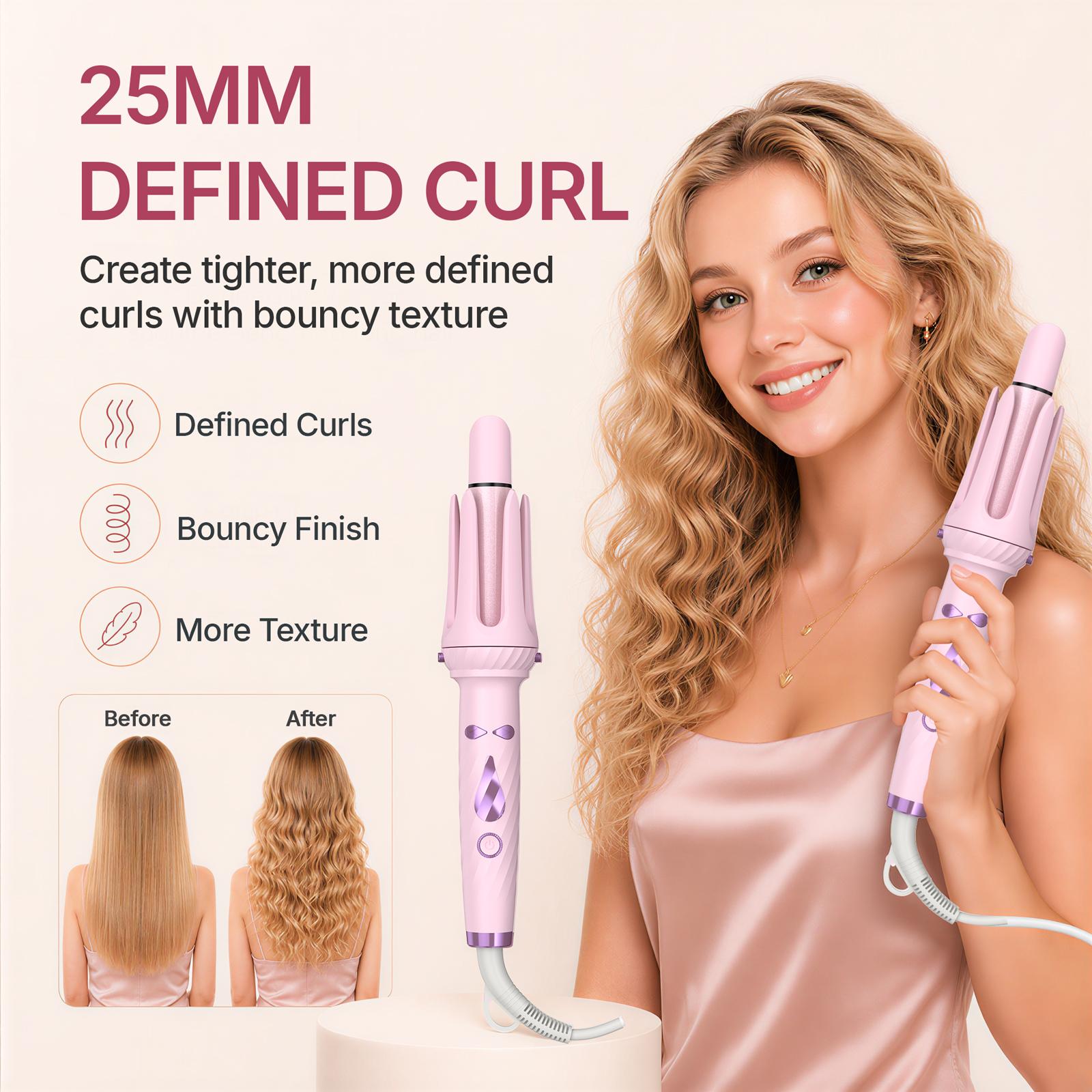 5-in-1 Automatic Rotating Curling Iron Set, Negative Ion Hair Styler for Effortless Curls, Beach Waves & Sleek Straight Looks, Fast Heat-Up, Anti-Scald Design