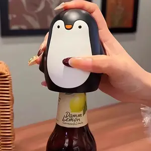 Portable Handheld Penguin Bottle Opener, Automatic Magnetic Top Pop-Up, Fits Most Beer and Drink Caps, Ideal for Home Bars, Camping, Parties, Utensils