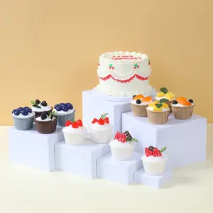 6 PCS Buffet Risers, Large Food Risers for Buffet Table, Display Stand Shelf for Party, Catering, Jewelry & Collectibles,Display Bases, Display Shelf, Display Storage Rack, Organizing Items for Parties & Birthdays, White Plastic Nesting Boxes