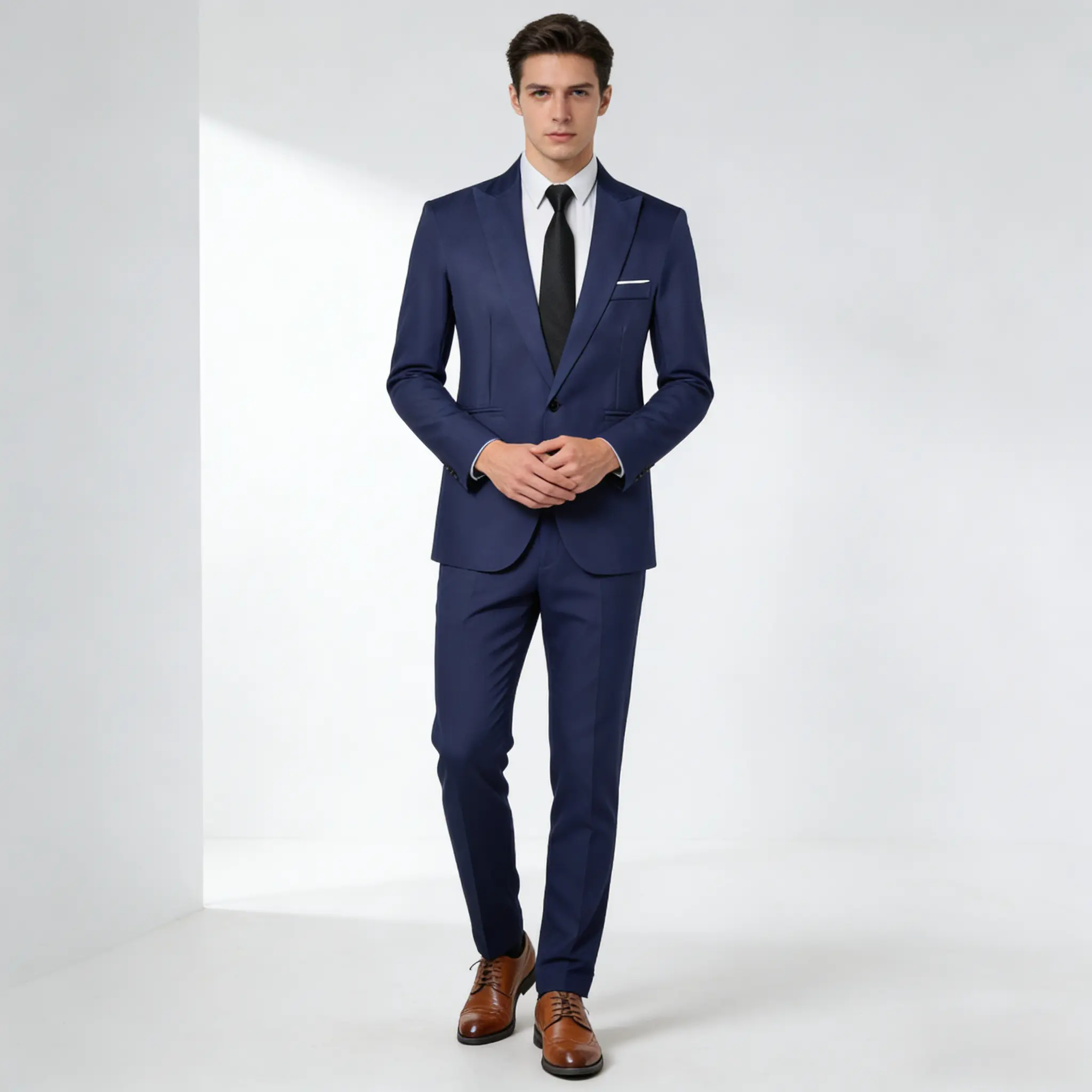 Men's 3-Piece Slim Fit Double-Breasted Suit Set - Formal Wear, Workwear, Modern Tailoring, Breathable Premium Soft Plain Fabric, Blazer, Long Sleeve Top, Trouser for Wedding, Business Menswear Light Blue