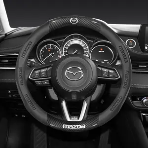 Car Interior Anti Slip Carbon Fiber Leather Steering Wheel Cover For Mazda 2 3 Axela Atenza 17-20 MS Mazda 6 CX-5 CX3 Automotive Accessories