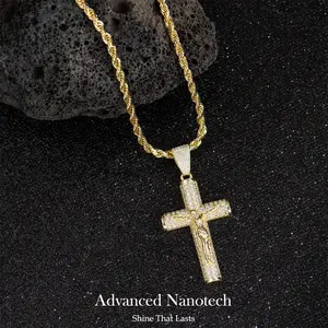 Holylegend 14k Real Gold-Plated Cuban , Figaro, Miami Cross with Jesus Christ Crucifix,24 inches Long and 6mm Wide,Handcrafted Polishing and Multiple Electroplating Daily Wear Necklace