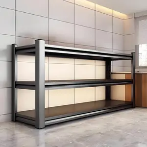 3-Tier Garage Storage Rack Heavy-Duty Garage Shelving Unit Black Height-Adjustable Metal Shelving Ideal for Garages, Warehouses, Basements, Pantries, Kitchens, and Garden Tool Organization