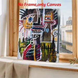 Abstract Wall Art, Jean-Michel Basquiat Inspired Abstract Art Poster, Modern Abstract Design, Neo-Expressionist Printing, Multicolor Canvas Decoration, Living Room & Office Aesthetic, Perfect Gift For Art Lovers, Unframed Painting