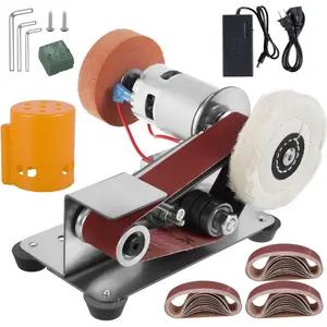 Mini Belt Sander Multifunctional Electric Belt Grinder 7 Adjustable Speed Electric Polishing Sharpener Machine Heavy Duty Stainless Steel Small Electric Sander with 30 Sanding Belt for Metal